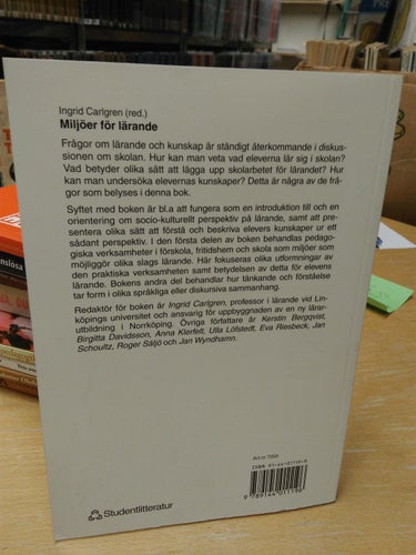 Miljöer för lärande av Ingrid Carlgren (red). bok, häftad Very Fine