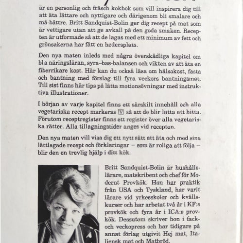 Den nya maten - Smalkostkokbok av Britt Sandquist-Bolin (1977)