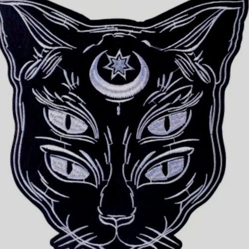 STOR patch laglapp katt måne ögon
