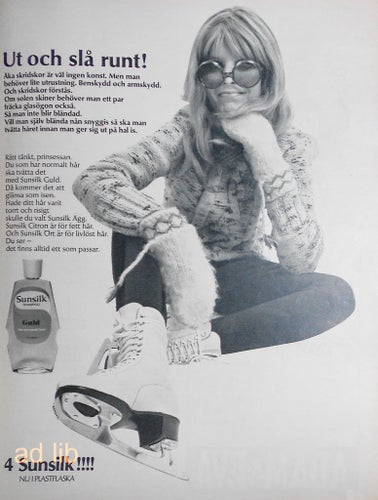 SUNSILK GULD SCHAMPOO - UT OCH SLÅ RUNT, TIDNINGSANNONS 1969