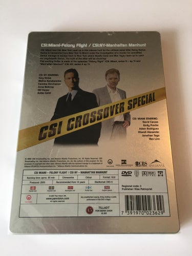 CSI-Miami, felony flight / CSI-NY, Manhattan manhunt, inplastad DVD-box