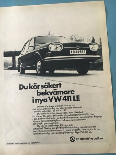 VW 411 LE Annons 1970