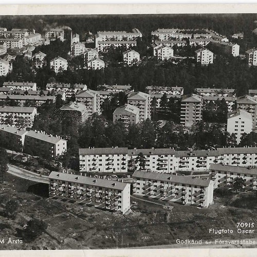 Flygfoto Årsta Stockholm Oscar Bladh 70915 - Postgått DP Camp Geislingen 1948