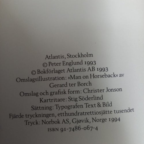 Bok Ofredsår av Peter Englund, 1993 historia illustrerad