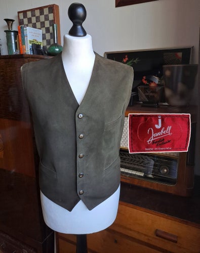 VINTAGE 60-TAL Väst sports vest suede and wool JANBELL