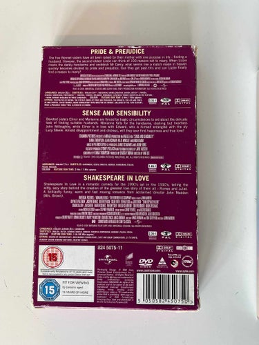 Pride & Justice / Sens & Sensibility / Shakespeare in love - engelsk text - Box