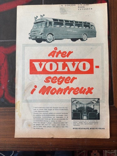 Volvo buss B 638 annons 1956