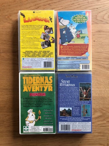 VHS-filmer: Lånarna, Mumintrollet, Tidernas Äventyr, Stuntryttarinnan