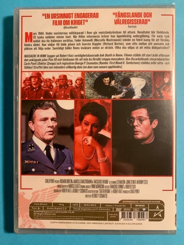 DEN STORA MASSAKERN - Massacre In Rome (1973) NY inplastad DVD Svensk text,