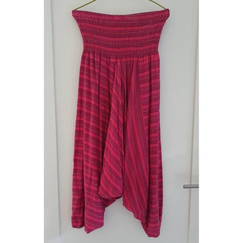 Harembyxor, dam, C*A*M cerise/ burgundy randiga byxor, M/L. Bra skick!