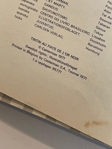 Tintin - Det svarta Guldet , 1 :a upplaga .