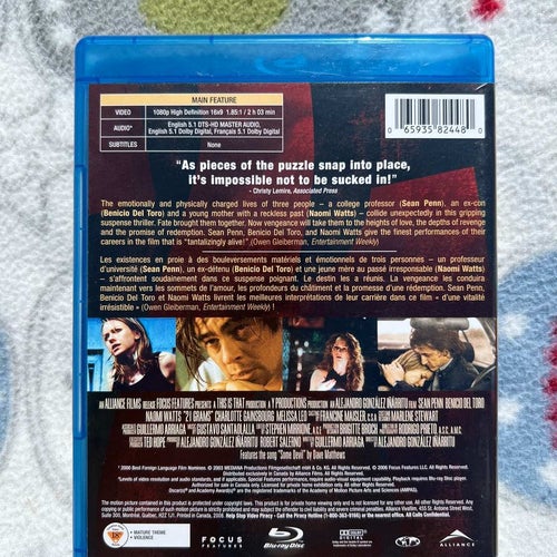 Blu-Ray - 21 Grams - Sean Penn - Naomi Watts - Mycket Fint Skick