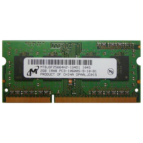 2 GB Micron (1x2GB) DDR3 SODIMM PC3-10600S 1333 MHz CL9 RAM MT8JSF25664HZ-1G4D1
