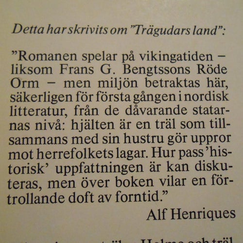 Trägudars land av Jan Fridegård, 1974. Inbunden bok.