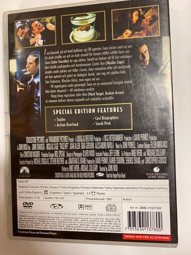 DVD Face/Off Special Edition Travolta/Cage TOPPSKICK
