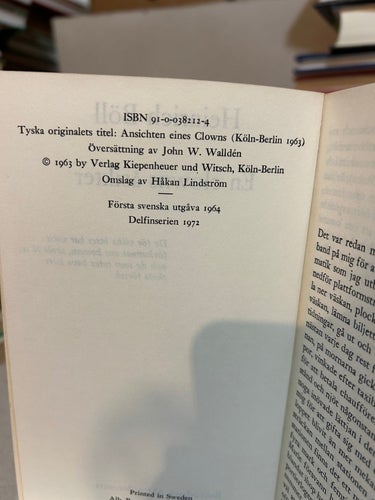 En clowns åsikter av Heinrich Böll, bok, Very Fine plus
