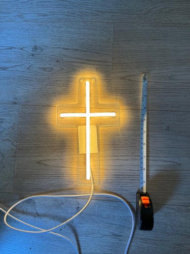 Neon LED-kors 20 cm - USB med på/av-knapp
