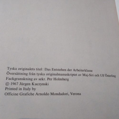 Arbetarklassens uppkomst av Jürgen Kuczynski. bok, Fine plus