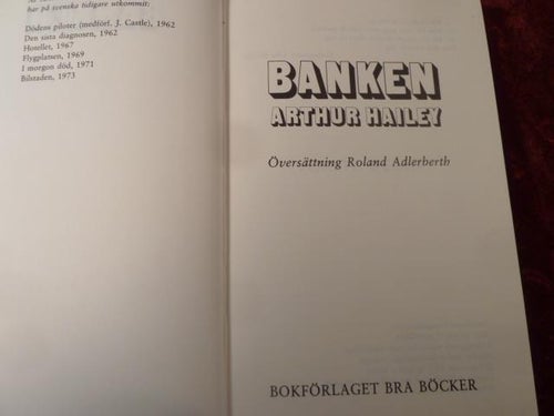 BANKEN, A. HAILEY, 1975,  BÖCKER