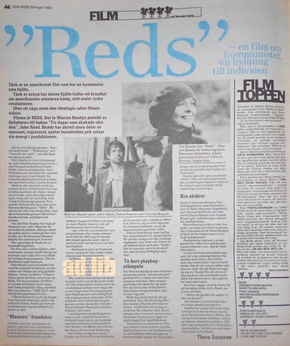 WARREN BEATTY - REDS TIDNINGSARTIKEL 1982