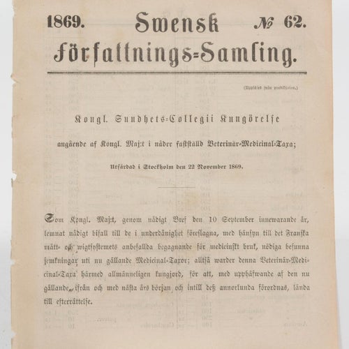 Kongl. Sundhet-s Collegii kungörelse angående af kongl. maj:t i nåder fastställd