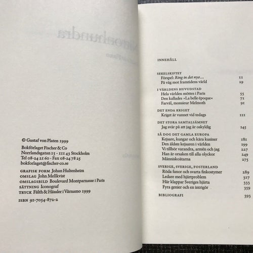 NITTONHUNDRA vällust och armod vemod och framtidstro Gustaf von Platen 1999