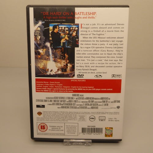 Under Siege - Steven Seagal - Region 2, DVD-film, Ingen text, Fint skick