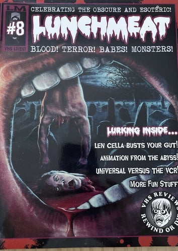 Lunchmeat #8 (Tidning) -Som Ny - Lätt Bläddrad i En gång - Rare VHS Zine Horror