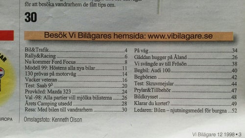 Vi bilägare nr 12 1998: Mazda 323 F, Saab 9-3 2,0i, Ford Focus, beg Audi 100