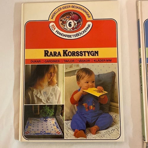 Bokpaket : "Rara Korsstygn", "Lappa och Laga", "Nytt Hemma med Färg, Tyg
