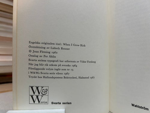 När jag blir rik av Joan Fleming, bok, Very good plus