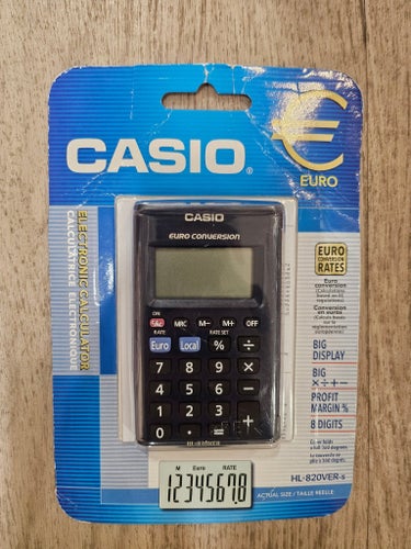 Casio HL-820VER-S Elektronisk Miniräknare med Eurokonvertering
