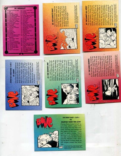 Bone art by Jeff Smith Cartoon 7 stycken samlarkort frå 1994