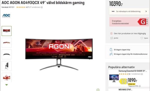 AGON 49" välvd bildskärm