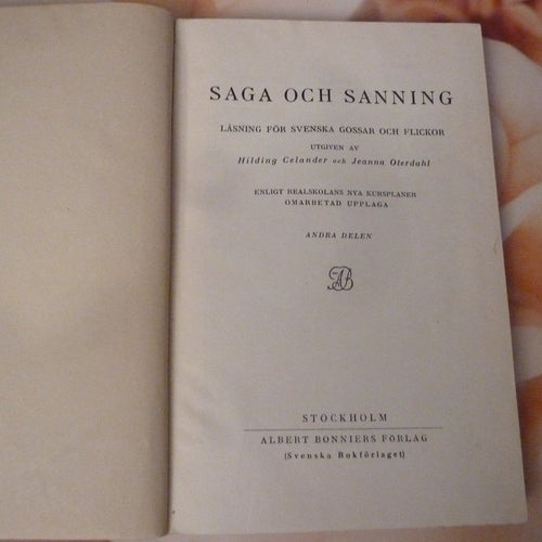 SAGA OCH SANNING, DEL 2, CELANDER-OTERDAHL, BOK, 1931