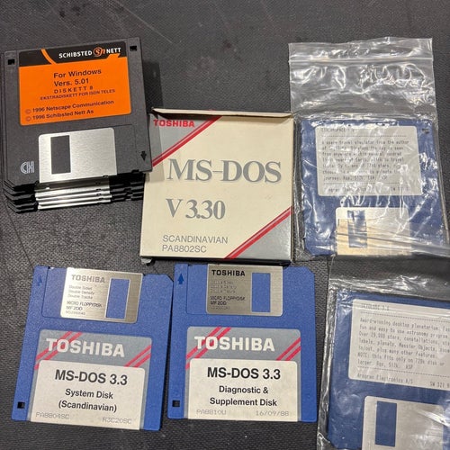 MS-DOS 3.30 Toshiba + Netscape Navigator 5.01 Disketter + SkyGlobe 3.6 & CircumS