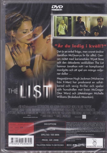 DVD / The List / Hugh Jackman, Michelle Williams, Ewan McGregor / Ny & Inplastad