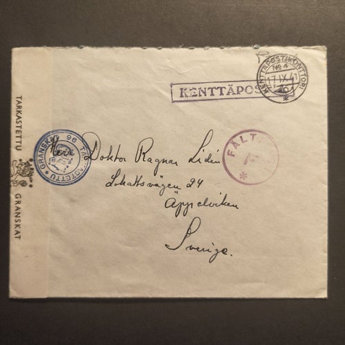 Fältpost 1941 till Ragnar Lidén