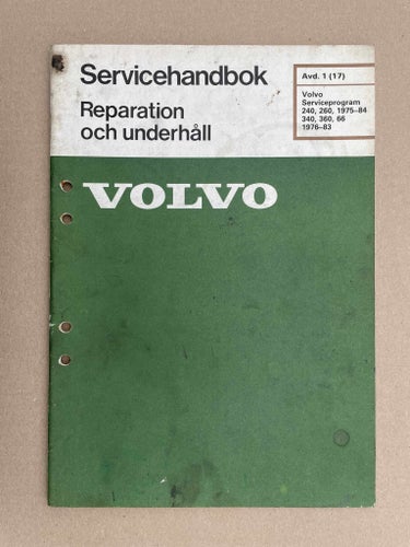 VOLVO Verkstadshandbok Serviceprogram 240 260 1975 - 1984 340 360 66 1976 - 1983