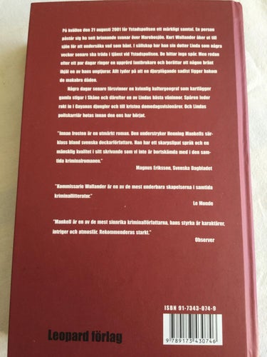 Innan Frosten - Henning Mankell (2002) Inbunden