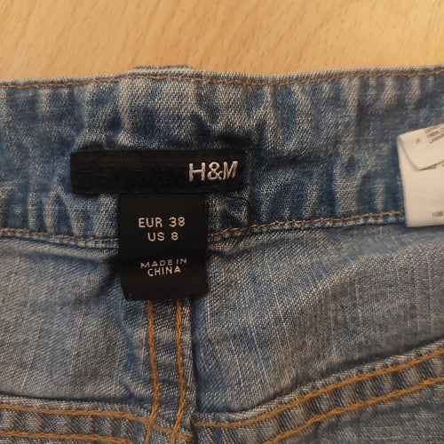 H&M blå kjol, jeanskjol, stl 38