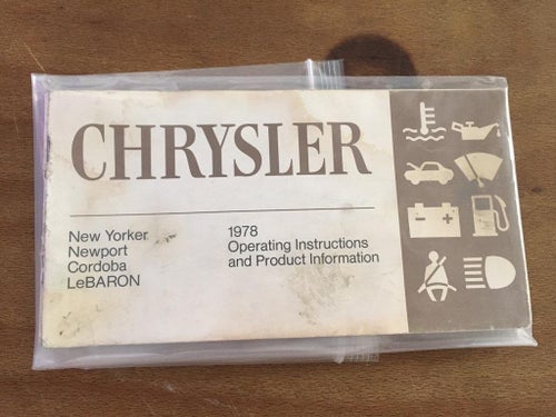 Chrysler 1978 Operating & Product Instructions