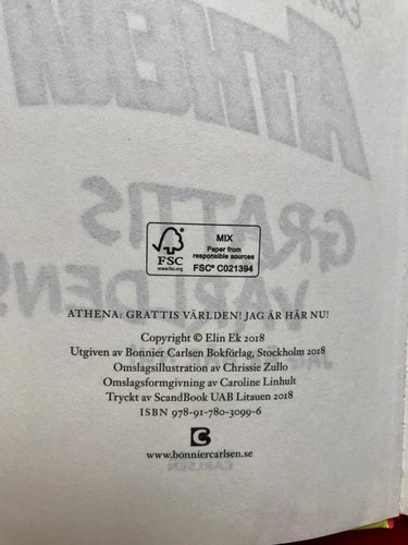 ATHENA Grattis världen! Jag är här nu! Elin Ek 2018