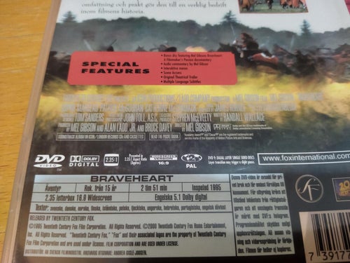 Braveheart, Mel Gibson. DVD