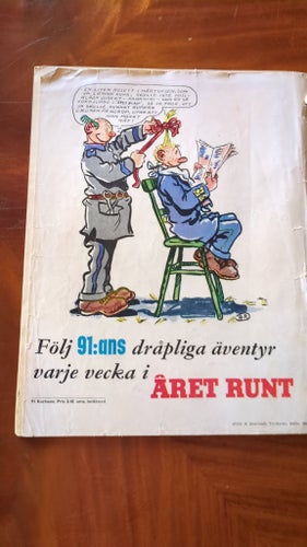 91 Karlsson av Rudolf Pettersson, 1965, löst omslag samt namnteckn sida2