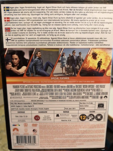 DVD Mission Impossible 4 M:I 4 Ghost Protocol Tom Cruise INPLASTAD