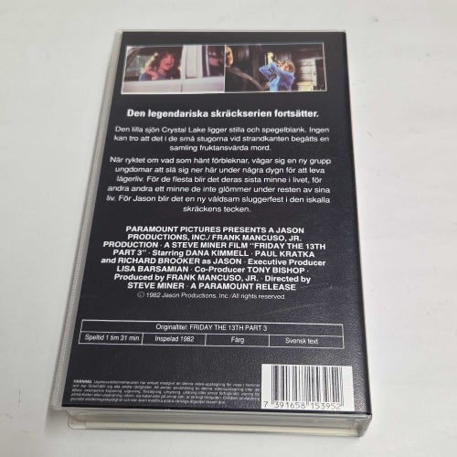 Fredagen den 13e del 3 VHS film