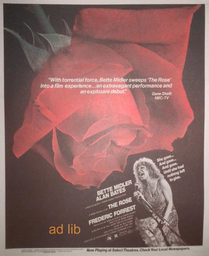 THE ROSE (BETTE MIDLER ALAN BATES) TIDNINGSANNONS 1980