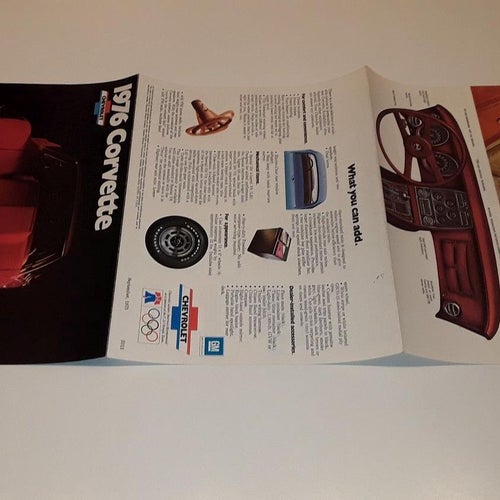 1976 Corvette 6 sidor tryckt 1975 engelsk text
