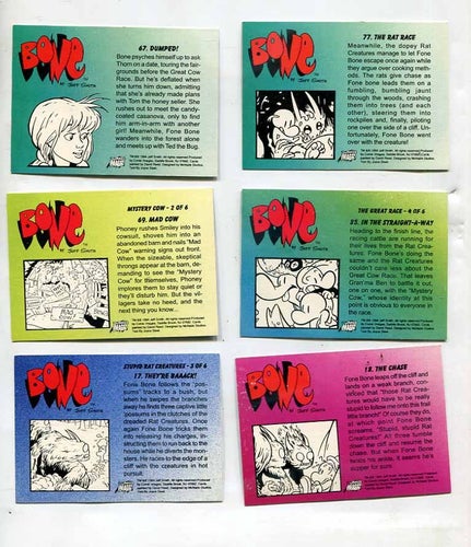 Bone art by Jeff Smith Cartoon 6 stycken samlarkort frå 1994